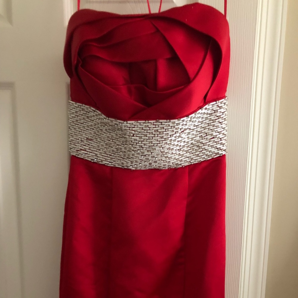 Jovani Red Strapless Mermaid Gown